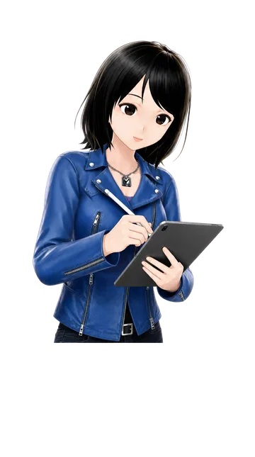 SpeakEgo AI language teacher holding a tablet